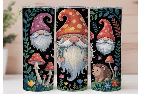 Gnome Mushroom Forest 20oz Tumbler Wrap Sublimation PixelChick 