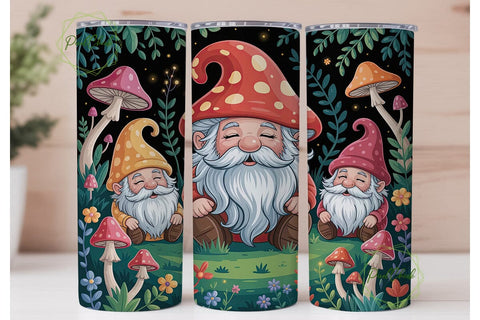 Gnome Mushroom Forest 20oz Tumbler Wrap Sublimation PixelChick 