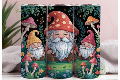 Gnome Mushroom Forest 20oz Tumbler Wrap Sublimation PixelChick 