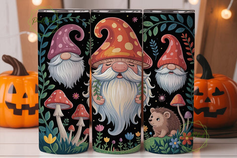 Gnome Mushroom Forest 20oz Tumbler Wrap Sublimation PixelChick 