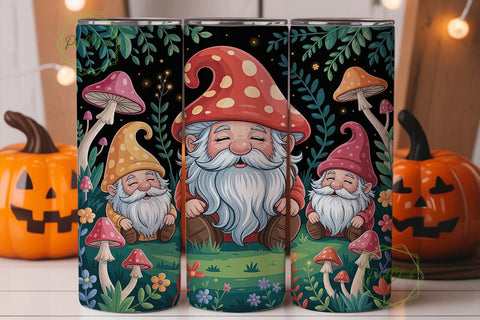 Gnome Mushroom Forest 20oz Tumbler Wrap Sublimation PixelChick 