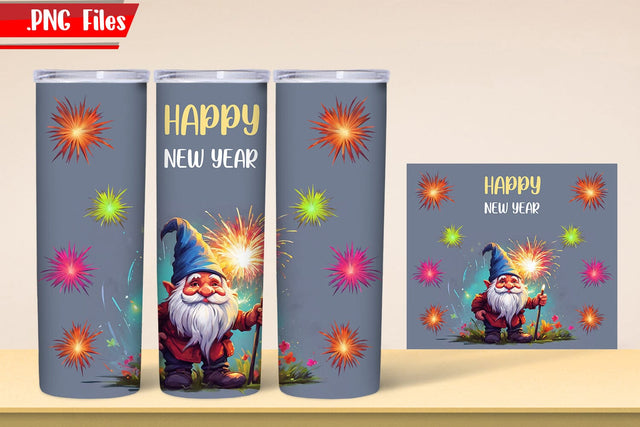 Gnome New Year - Happy New Year Tumbler Wrap PNG Files Sublimation zafrans studio 