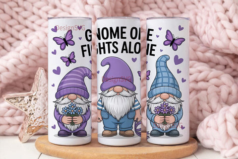 Gnome One Fights Alone 20oz Tumbler Sublimation DesignSVG 