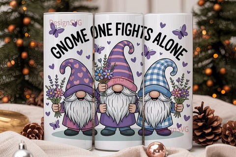 Gnome One Fights Alone 20oz Tumbler Sublimation DesignSVG 