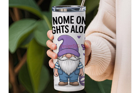 Gnome One Fights Alone 20oz Tumbler Sublimation DesignSVG 