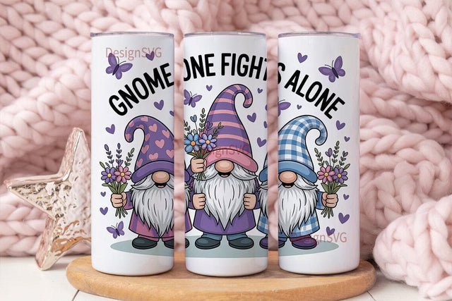 Gnome One Fights Alone 20oz Tumbler Sublimation DesignSVG 