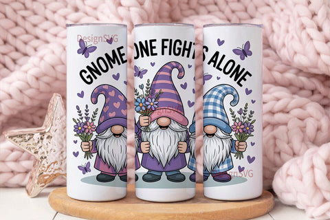 Gnome One Fights Alone 20oz Tumbler Sublimation DesignSVG 