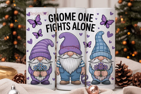 Gnome One Fights Alone 20oz Tumbler Sublimation DesignSVG 