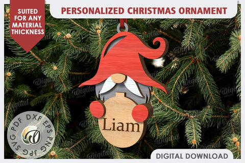 Gnome Personalized Christmas Ornament Laser Cut. Xmas SVG SVG Evgenyia Guschina 