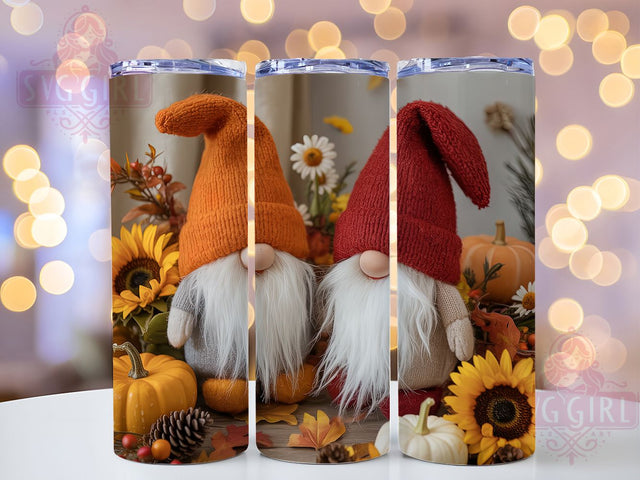 Gnome Pumpkin Fall Leaves Tumbler, Fall Leaves Wrap, Autumn Gnome Design, 20oz Sublimation Wrap, Harvest Pumpkin Tumbler, Rustic Fall Drinkware, Seasonal Autumn Wrap Sublimation SvggirlplusArt 