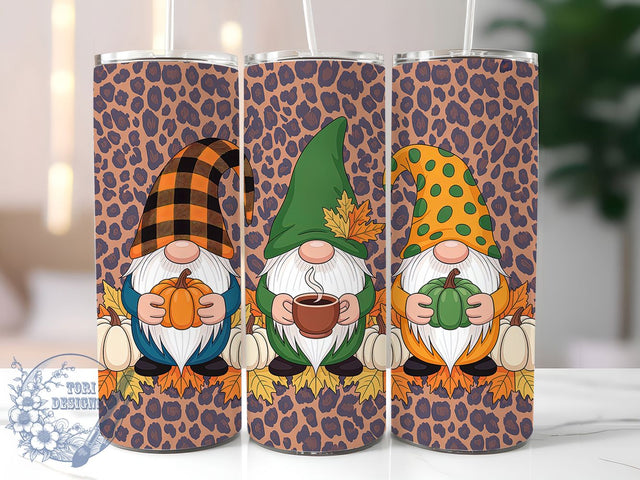 Gnome & Pumpkin Fall Tumbler Wrap, Fall Tumbler Png, 20oz Skinny Tumbler, Autumn Gnome Png, Sublimation Design, Tumbler Wrap Download, Pumpkin Gnome Wrap Sublimation ToriDesigns 