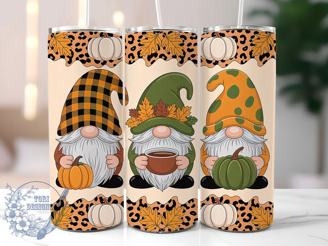 Gnome & Pumpkin Fall Tumbler Wrap, Fall Tumbler Png, 20oz Skinny Tumbler, Autumn Gnome Png, Sublimation Design, Tumbler Wrap Download, Pumpkin Gnome Wrap Sublimation ToriDesigns 