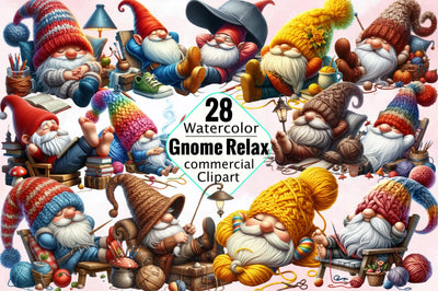 Gnome Relax Sublimation Clipart Bundle Sublimation SVGArt 