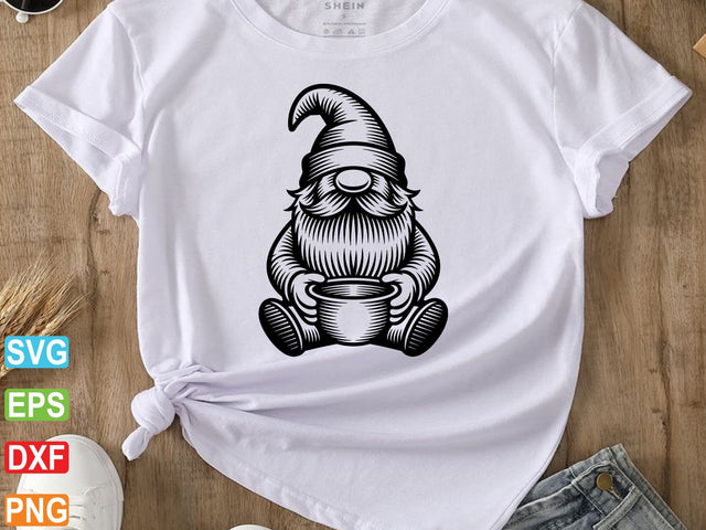 Gnome Silhouette, Gnome Clipart, Christmas Gnome Silhouette Vector SVG Creativeart88 