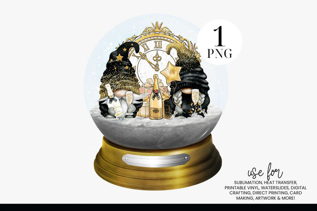 Gnome Snow Globe New Year Sublimation Design PNG Sublimation BijouBay 