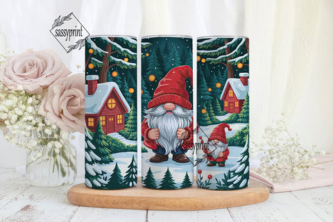 Gnome Snowy Forest 20oz Tumbler Wrap Sublimation sassyprint 