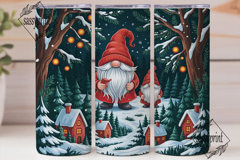 Gnome Snowy Forest 20oz Tumbler Wrap Sublimation sassyprint 