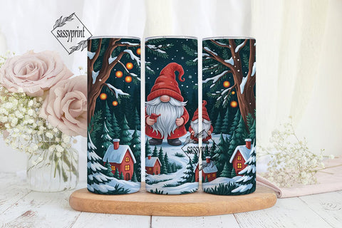 Gnome Snowy Forest 20oz Tumbler Wrap Sublimation sassyprint 