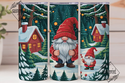 Gnome Snowy Forest 20oz Tumbler Wrap Sublimation sassyprint 