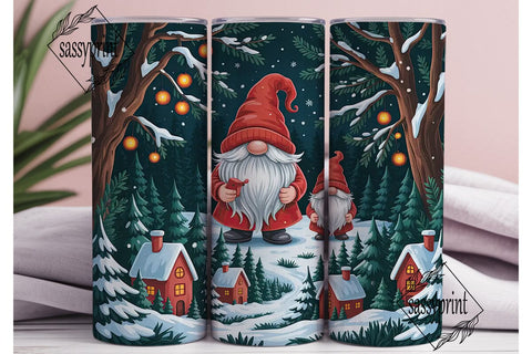 Gnome Snowy Forest 20oz Tumbler Wrap Sublimation sassyprint 
