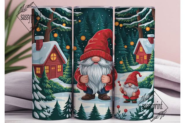 Gnome Snowy Forest 20oz Tumbler Wrap Sublimation sassyprint 