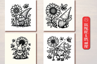 Gnome Sunflower and Bee SVG bundle SVG MD JOYNAL ABDIN 