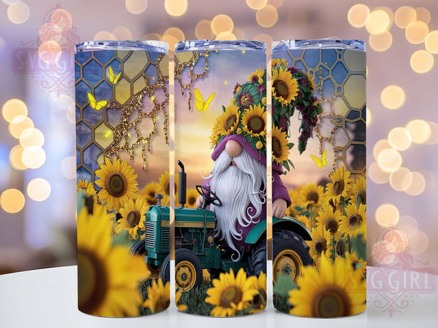 Gnome Sunflower Bee Truck 20oz Tumbler, Bee Truck Tumbler, 20oz Sublimation Tumbler, Rustic Floral Tumbler, Farmhouse Gnome Tumbler, Sunflower and Bee Tumbler, Country Gnome Tumbler Sublimation SvggirlplusArt 