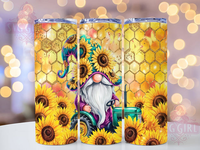 Gnome Sunflower Bee Truck 20oz Tumbler, Bee Truck Tumbler, 20oz Sublimation Tumbler, Rustic Floral Tumbler, Farmhouse Gnome Tumbler, Sunflower and Bee Tumbler, Country Gnome Tumbler Sublimation SvggirlplusArt 