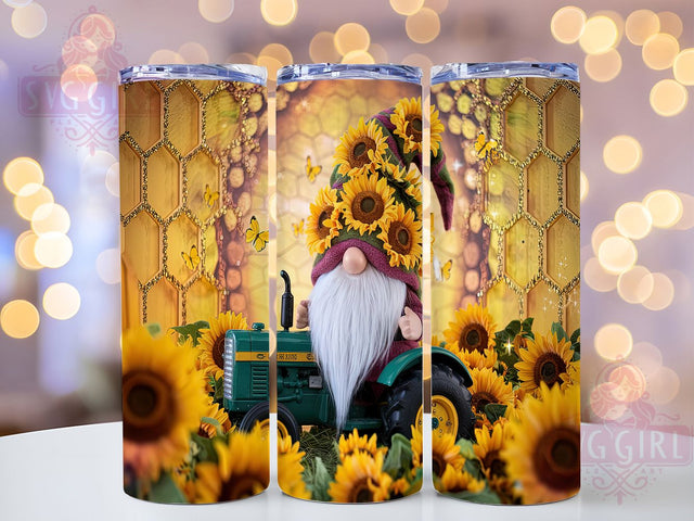 Gnome Sunflower Bee Truck 20oz Tumbler, Bee Truck Tumbler, 20oz Sublimation Tumbler, Rustic Floral Tumbler, Farmhouse Gnome Tumbler, Sunflower and Bee Tumbler, Country Gnome Tumbler Sublimation SvggirlplusArt 
