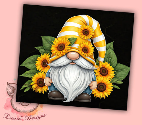 Gnome Sunflower Floral Custom Tumbler Wrap, Gnome Tumbler, Sunflower Tumbler, 20oz Tumbler Wrap, Sublimation Drinkware, Gnome Lover Gift, Floral Tumbler, Custom Tumbler Design Sublimation Lara' s Designs 
