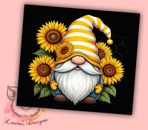Gnome Sunflower Floral Custom Tumbler Wrap, Gnome Tumbler, Sunflower Tumbler, 20oz Tumbler Wrap, Sublimation Drinkware, Gnome Lover Gift, Floral Tumbler, Custom Tumbler Design Sublimation Lara' s Designs 