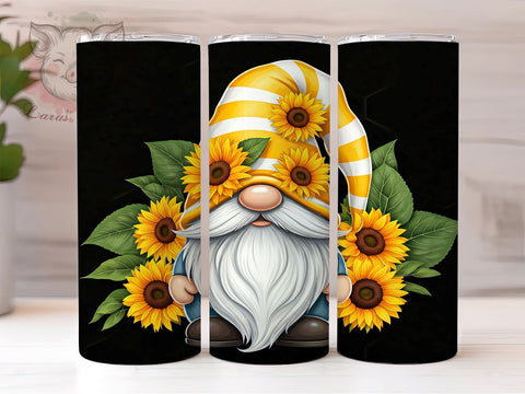 Gnome Sunflower Floral Custom Tumbler Wrap, Gnome Tumbler, Sunflower Tumbler, 20oz Tumbler Wrap, Sublimation Drinkware, Gnome Lover Gift, Floral Tumbler, Custom Tumbler Design Sublimation Lara' s Designs 