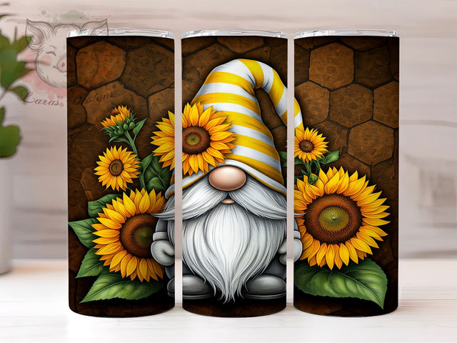 Gnome Sunflower Floral Custom Tumbler Wrap, Gnome Tumbler, Sunflower Tumbler, 20oz Tumbler Wrap, Sublimation Drinkware, Gnome Lover Gift, Floral Tumbler, Custom Tumbler Design Sublimation Lara' s Designs 
