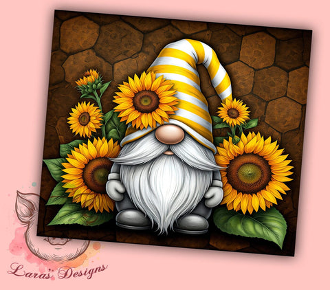 Gnome Sunflower Floral Custom Tumbler Wrap, Gnome Tumbler, Sunflower Tumbler, 20oz Tumbler Wrap, Sublimation Drinkware, Gnome Lover Gift, Floral Tumbler, Custom Tumbler Design Sublimation Lara' s Designs 