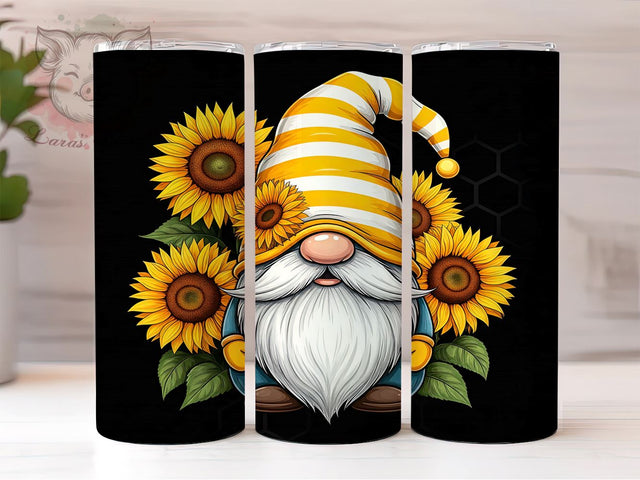 Gnome Sunflower Floral Custom Tumbler Wrap, Gnome Tumbler, Sunflower Tumbler, 20oz Tumbler Wrap, Sublimation Drinkware, Gnome Lover Gift, Floral Tumbler, Custom Tumbler Design Sublimation Lara' s Designs 