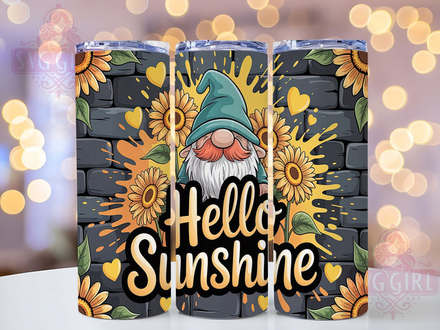 Gnome Sunflower Summer Tumbler Wrap, Garden Gnome Decor, Summer Tumbler Wrap, Sunshine Cup Design, Floral Sublimation Pattern, Gnome Lover Gift, Cute Tumbler Template Sublimation SvggirlplusArt 