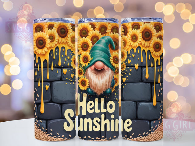 Gnome Sunflower Summer Tumbler Wrap, Garden Gnome Decor, Summer Tumbler Wrap, Sunshine Cup Design, Floral Sublimation Pattern, Gnome Lover Gift, Cute Tumbler Template Sublimation SvggirlplusArt 
