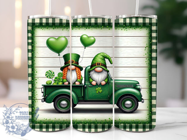 Gnome Truck St. Patrick's 20oz Tumbler, St. Patrick's Day Tumbler, Gnome Truck Decor, 20oz Tumbler Wrap, Sublimation Design, Irish Gnome Gift, Shamrock Truck, Green Themed Decor Sublimation ToriDesigns 