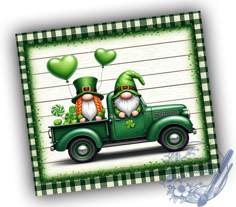 Gnome Truck St. Patrick's 20oz Tumbler, St. Patrick's Day Tumbler, Gnome Truck Decor, 20oz Tumbler Wrap, Sublimation Design, Irish Gnome Gift, Shamrock Truck, Green Themed Decor Sublimation ToriDesigns 