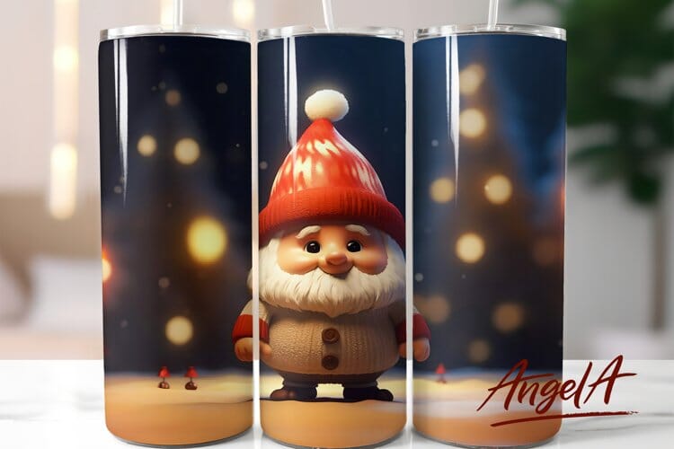Gnome tumbler christmas PNG / Gnome Sublimation tumbler Sublimation Angelina Semenova 