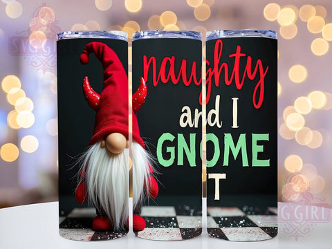 Gnome Tumbler, Naughty List, Christmas Gifts, Funny Tumblers, Holiday Decor, 20oz Tumbler, Sublimation Design, PNG File Sublimation SvggirlplusArt 