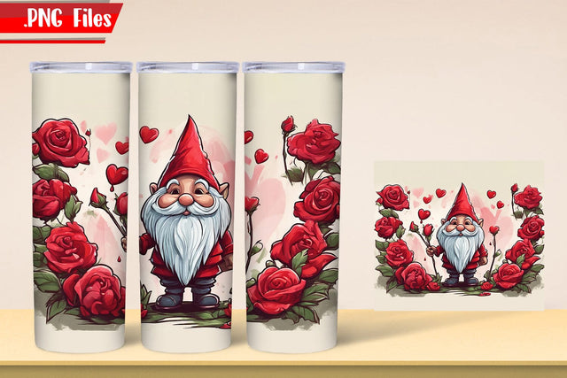 Gnome Tumbler Wrap | Rose Flower Tumbler Wrap PNG Files Sublimation zafrans studio 