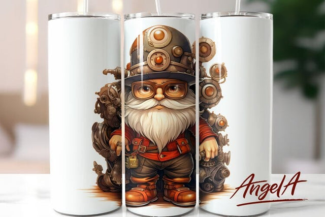 Gnome tumbler wrap / steampunk gears / fantasy tumbler Sublimation Angelina Semenova 