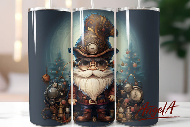 Gnome tumbler wrap / steampunk gears / Santa tumbler Sublimation Angelina Semenova 