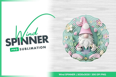 Gnome wind spinner round sublimation design Sublimation Regulrcrative 