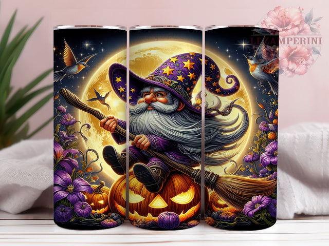 Gnome Witch 20oz Tumbler Wrap PNG, Halloween Gnome Tumbler PNG Sublimation Design, Straight & Tapered Tumbler Wrap, Instant Digital Download Sublimation Li Zamperini 