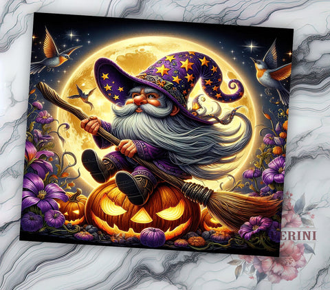 Gnome Witch 20oz Tumbler Wrap PNG, Halloween Gnome Tumbler PNG Sublimation Design, Straight & Tapered Tumbler Wrap, Instant Digital Download Sublimation Li Zamperini 