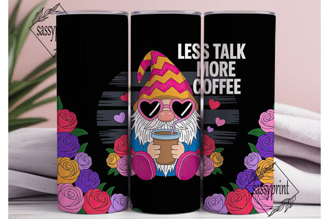 Gnome with Coffee 20oz Tumbler Wrap Sublimation sassyprint 