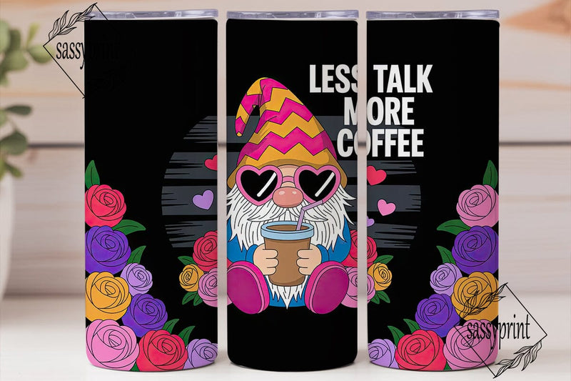 Gnome with Coffee 20oz Tumbler Wrap Sublimation sassyprint 