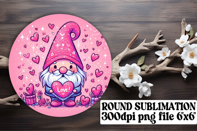 Gnomes and Hearts Sublimation Kit: Circle Art, Keychain, Coaster Sublimation afrosvg 